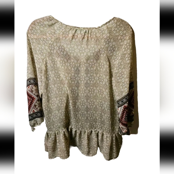Maurices Womens Aztec Southwestern Style Semi Sheer Blouse - Picture 3 of 5